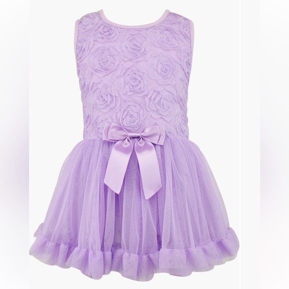 Popatu Girls Floral Sleeveless Fit and Flare Dress in Purple. - Picture 14 of 14